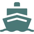 Icon of a ship sailing on water with a small smokestack.